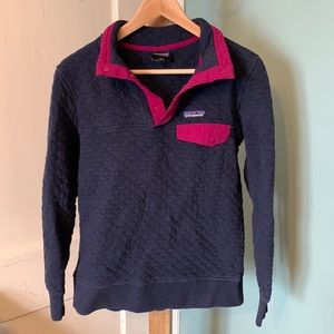Patagonia Women’s Organic Cotton Quilt Snap-T Pullover Size S Navy